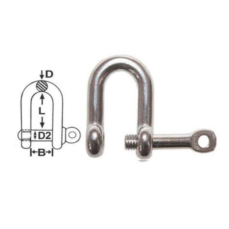 SHACKLES – CAPTIVE PIN STAINLESS DEE 6MM