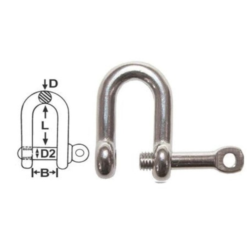 CAPTIVE PIN DEE SHACKLE – 316 STAINLESS  – 5MM