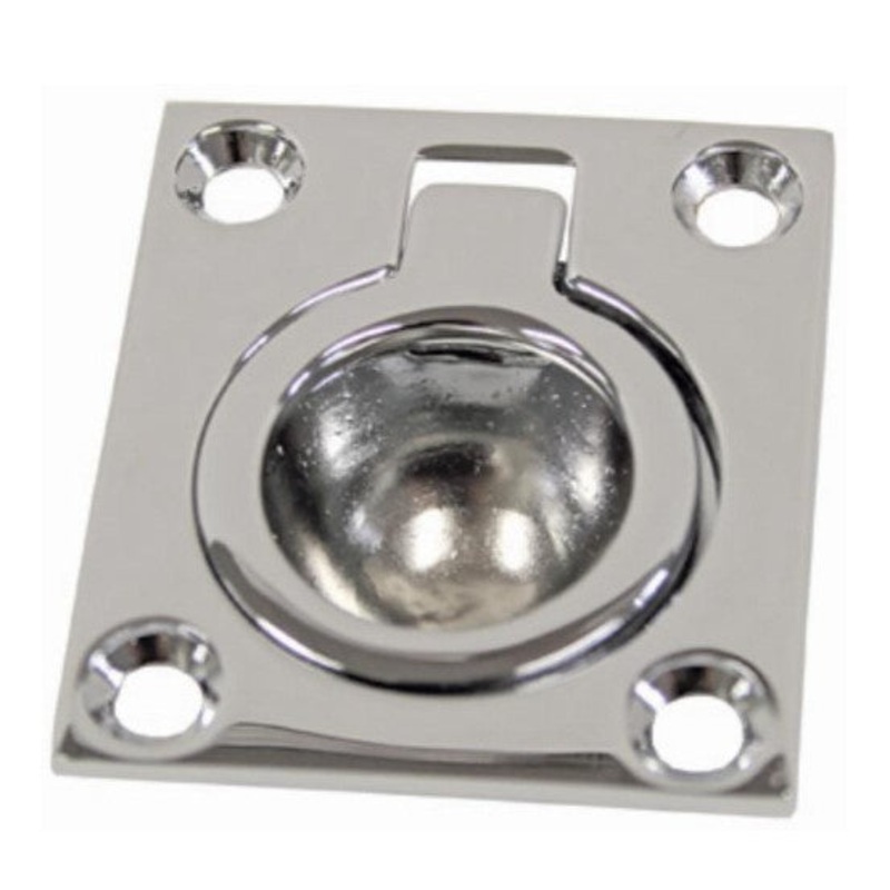 FLUSH PULL RING 60 X 47MM CHROME PLATED BRASS