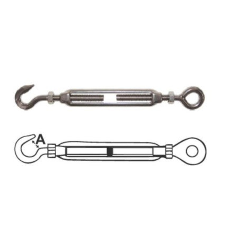 TURNBUCKLES – HOOK & EYE – STAINLESS – 8MM