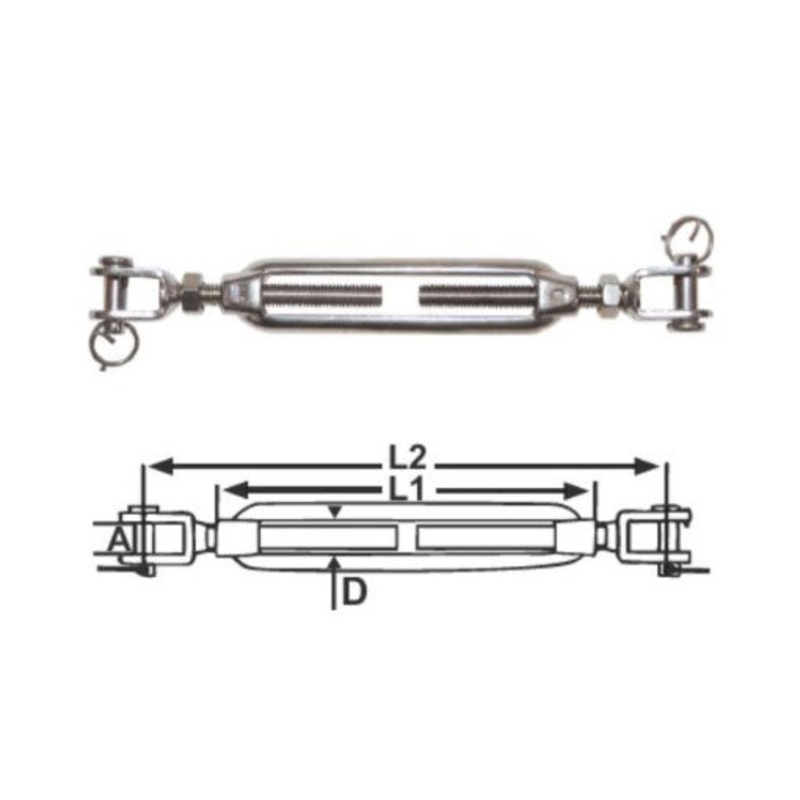 TURNBUCKLES – JAW & JAW STAINLESS –  6MM