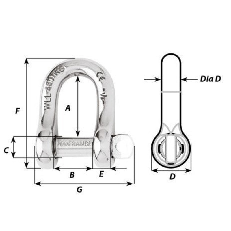 WICHARD CAPTIVE PIN D SHACKLE – 8 MM