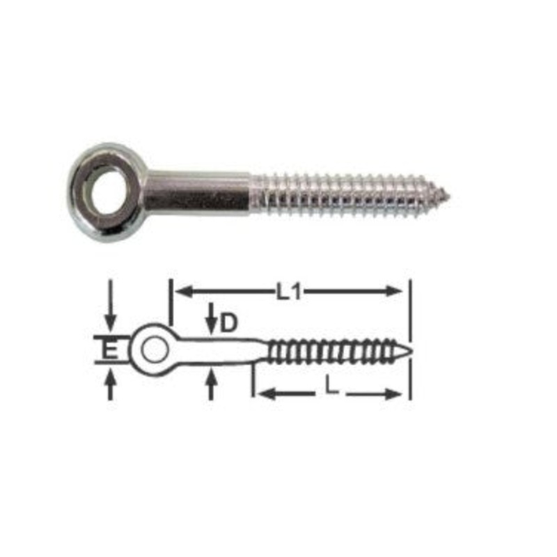 316G STAINLESS SCREW EYE –  8 X 60MM
