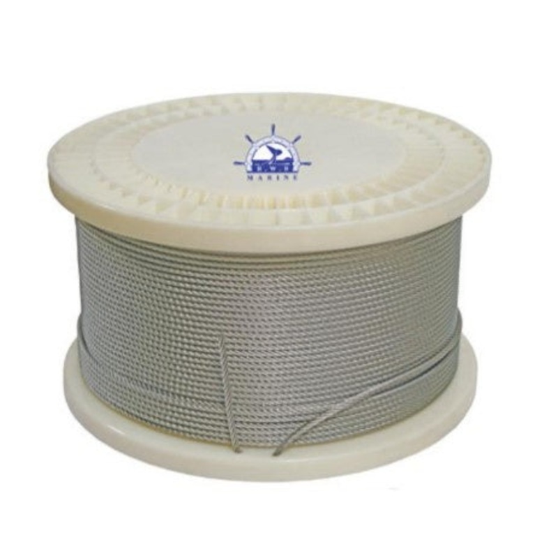 SEMI -FLEXIBLE WIRE ROPE 316GRADE STAINLESS –  7X7 – 1/8 INCH ( 3.2MM) SOLD PER METRE