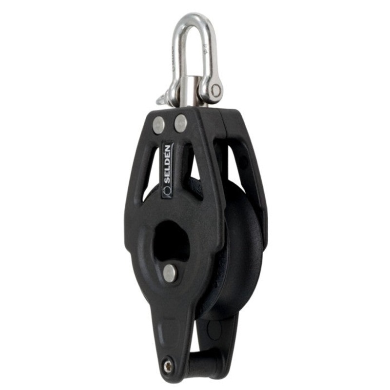 SELDEN SINGLE BLOCK, BBB40 WITH BECKET AND SWIVEL SHACKEL
