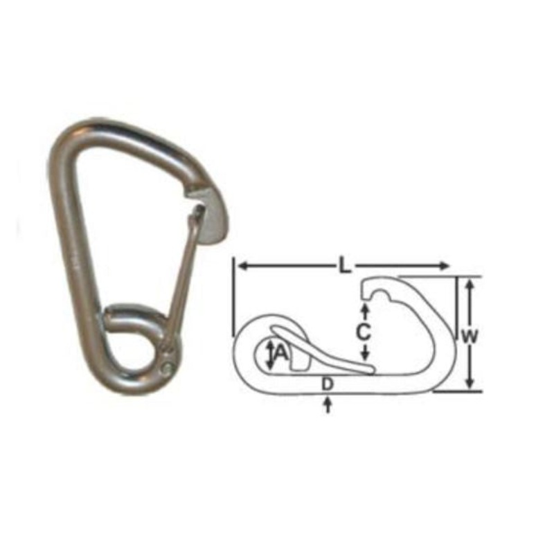 SNAP HOOK – 316G STAINLESS – 100MM