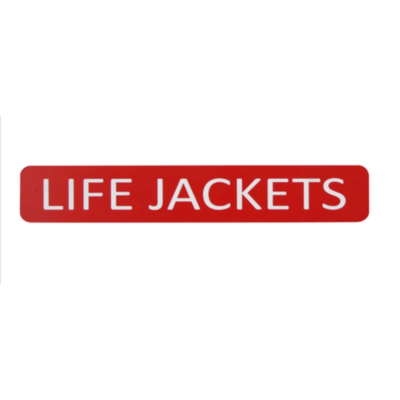 SAM ALLEN SAFETY LABEL – LIFEJACKETS 175MM X 25MM 3M ADHESIVE
