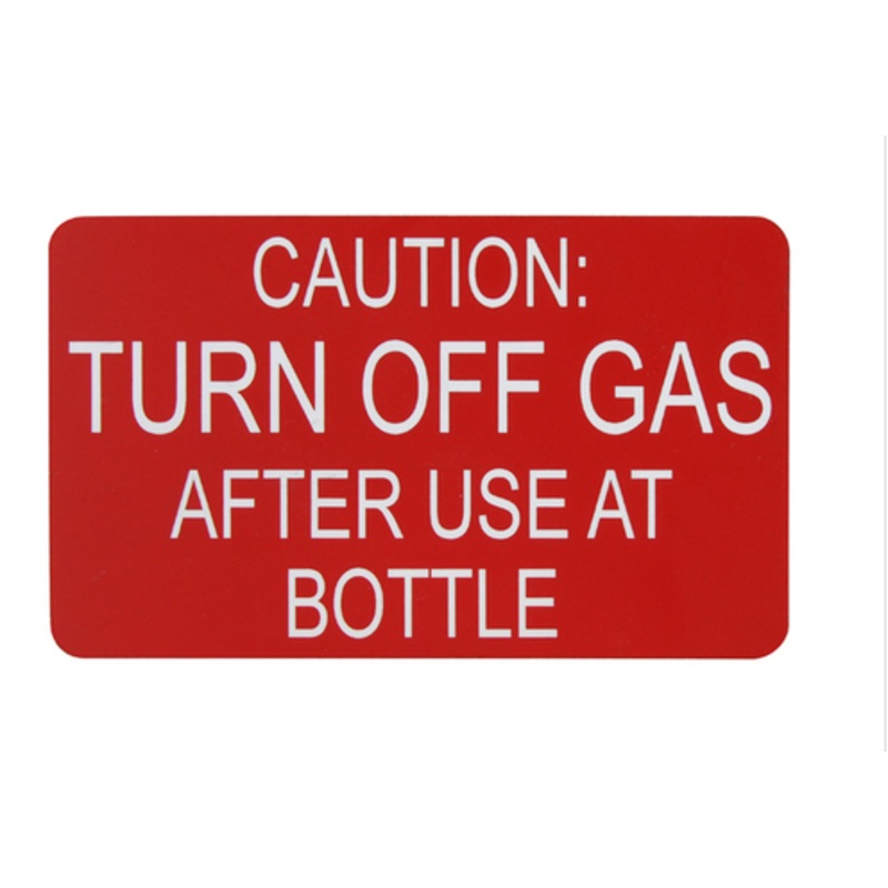 SAM ALLEN SAFETY LABEL – TURN OFF GAS 100MM X 60MM 3M ADHESIVE