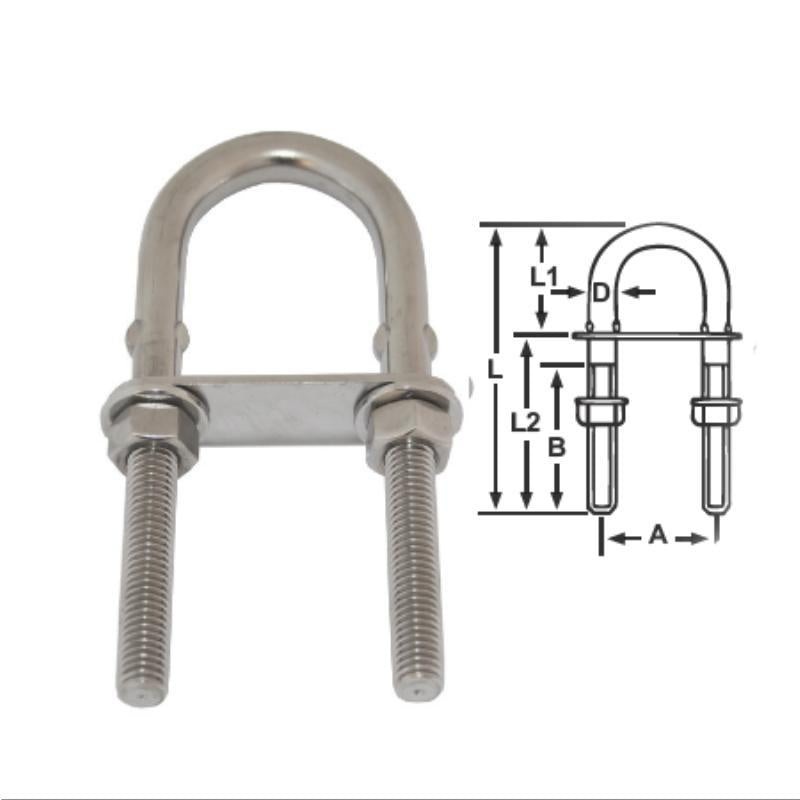 U BOLTS – STAINLESS STEEL –  10 X 130MM