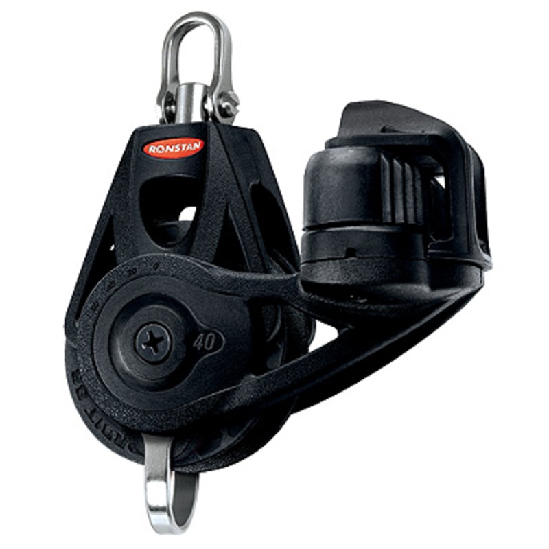 RONSTAN SERIES 40 BB ORBIT BLOCK WITH BECKET, CLEAT & SWIVEL HEAD