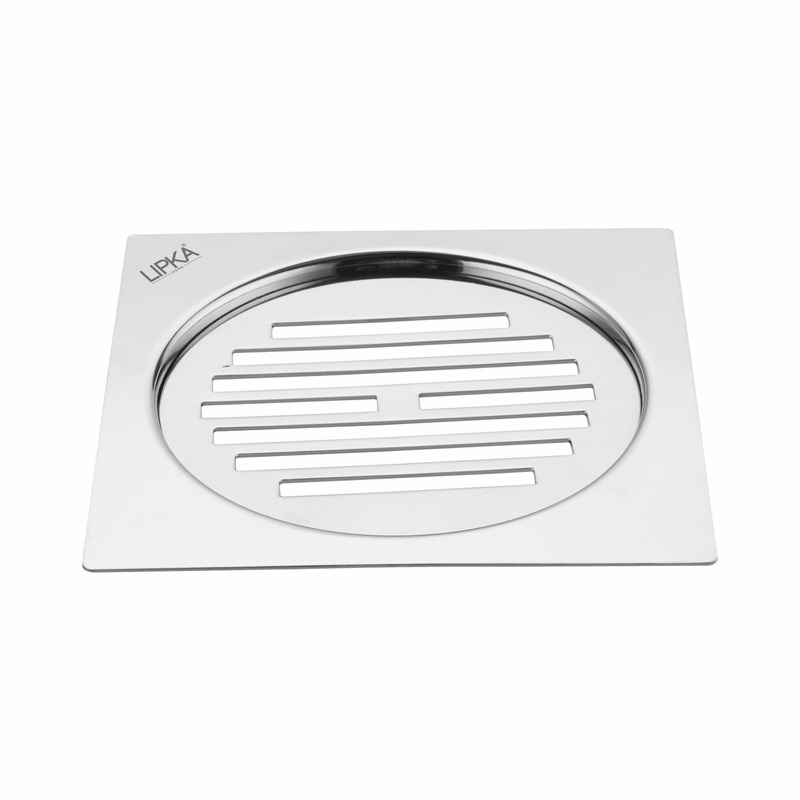 Eon Square Flat Cut Floor Drain with Golden Classic Jali (5 x 5 Inches) – LIPKA