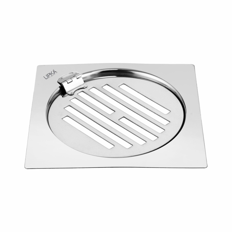 Eon Square Flat Cut Floor Drain with Golden Classic Jali and Hinge (5 x 5 Inches) – LIPKA