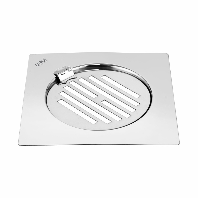Eon Square Flat Cut Floor Drain with Golden Classic Jali and Hinge (6 x 6 Inches) – LIPKA