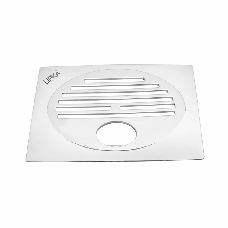 Eon Square Flat Cut Floor Drain with Golden Classic Jali and Hole (5 x 5 Inches) – LIPKA
