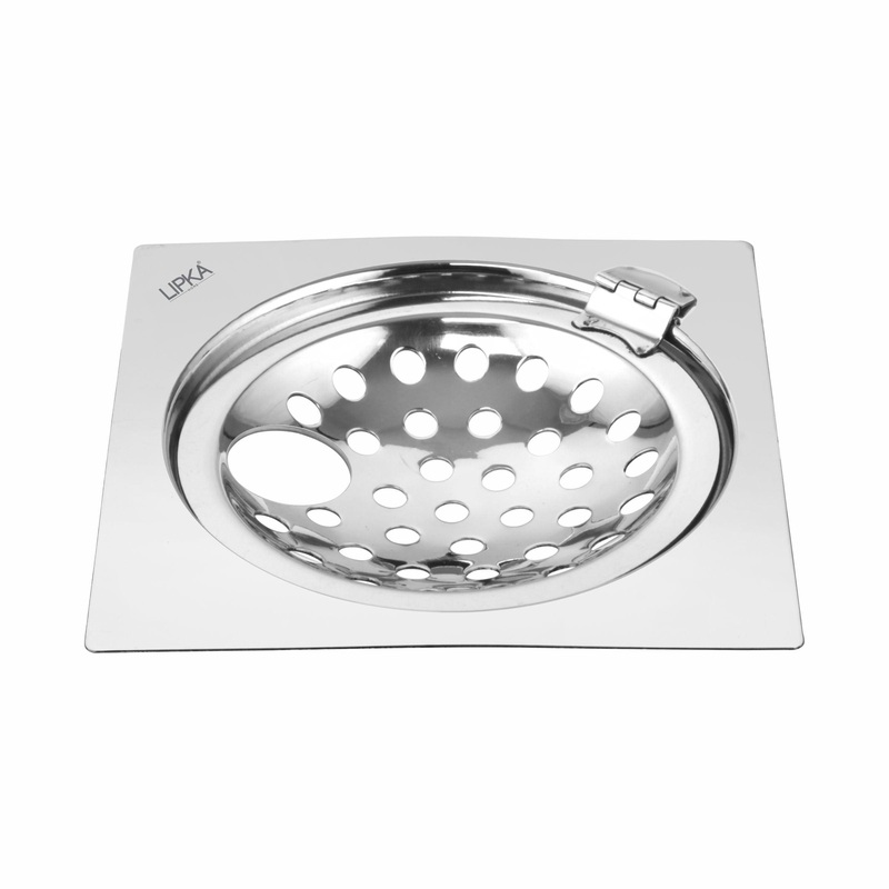 Eon Square Flat Cut Floor Drain with Hinge and Hole  (5 x 5 Inches) – LIPKA