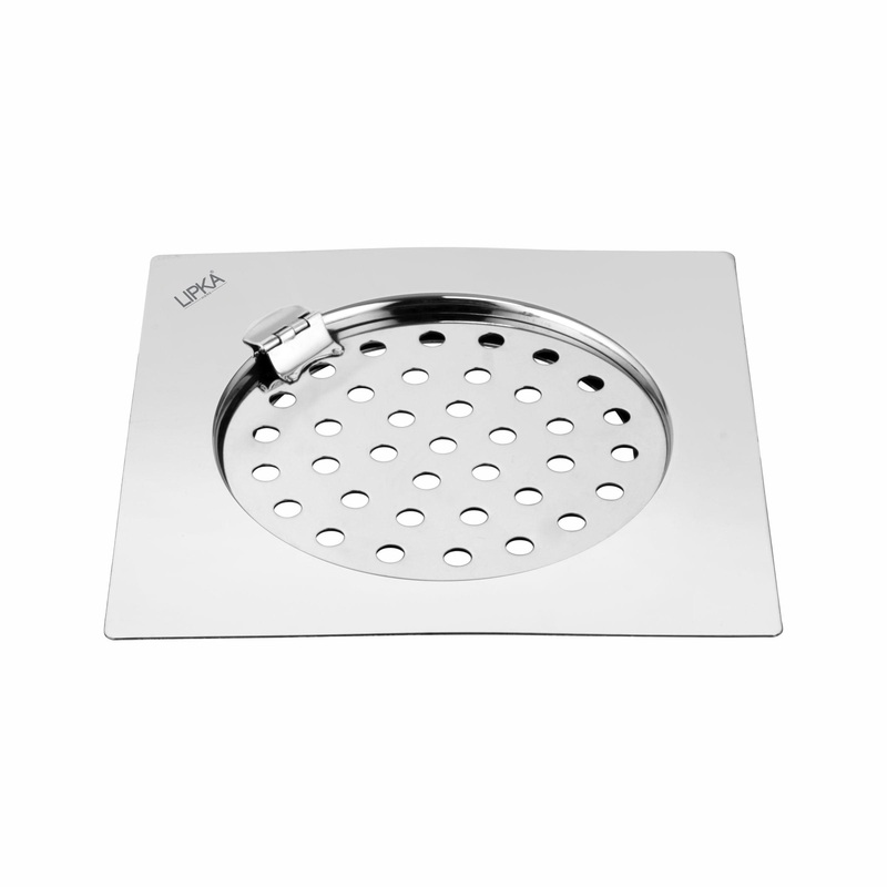 Eon Square Flat Cut Floor Drain with Plain Jali and Hinge (6 x 6 Inches) – LIPKA