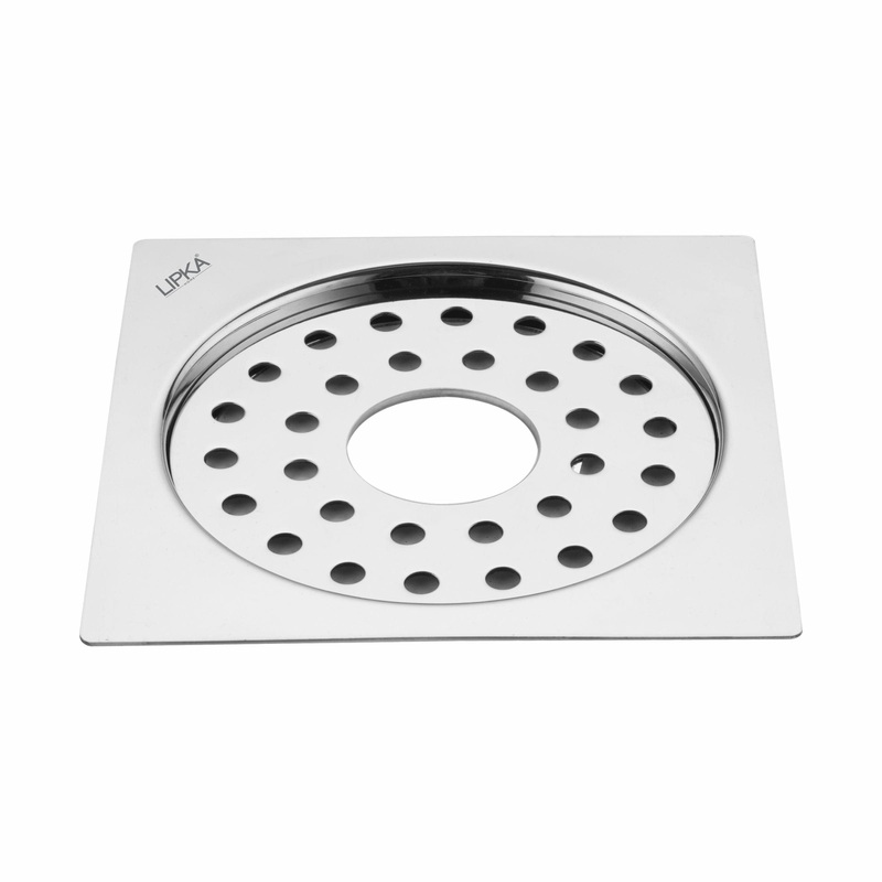 Eon Square Flat Cut  Floor Drain with Plain Jali and Hole (5 x 5 Inches) – LIPKA