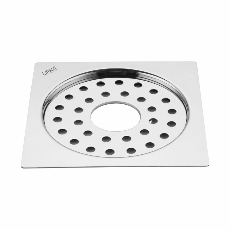 Eon Square Flat Cut Floor Drain with Plain Jali and Hole (6 x 6 Inches) – LIPKA