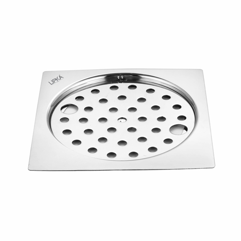 Eon Square Flat Cut Floor Drain with Plain Jali and Lock (5 x 5 Inches) – LIPKA