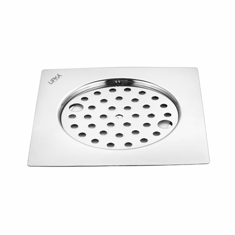 Eon Square Flat Cut Floor Drain with Plain Jali and Lock  (6 x 6 Inches) – LIPKA