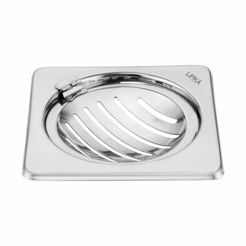 Eon Square Floor Drain with Classic Jali and Hinge  (6 x 6 Inches) – LIPKA