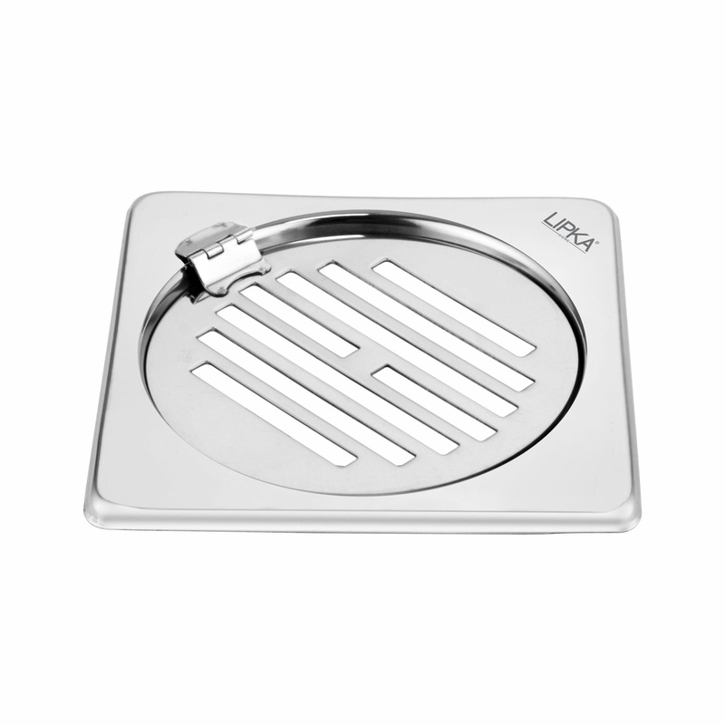 Eon Square Floor Drain with Golden Classic Jali and Hinge (5 x 5 Inches) – LIPKA