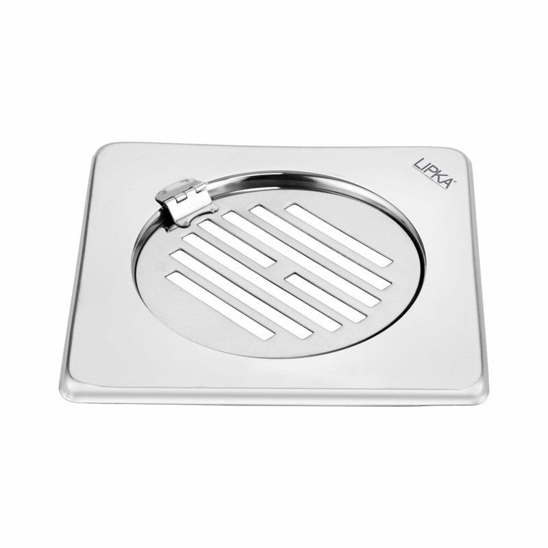 Eon Square Floor Drain with Golden Classic Jali and Hinge (6 x 6 Inches) – LIPKA