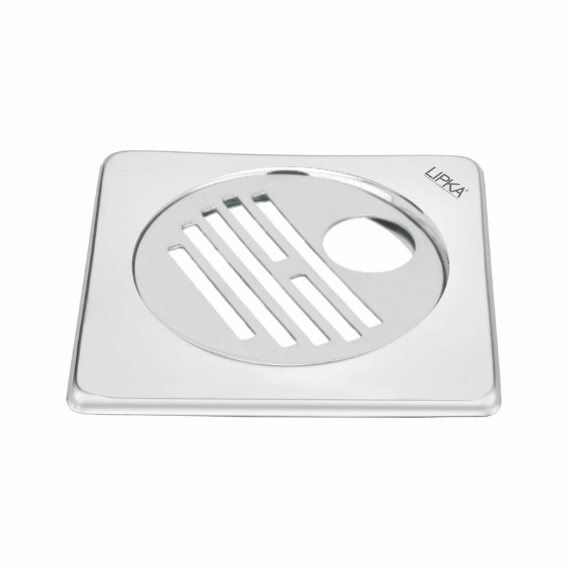 Eon Square Floor Drain with Golden Classic Jali and Hole (5 x 5 Inches) – LIPKA