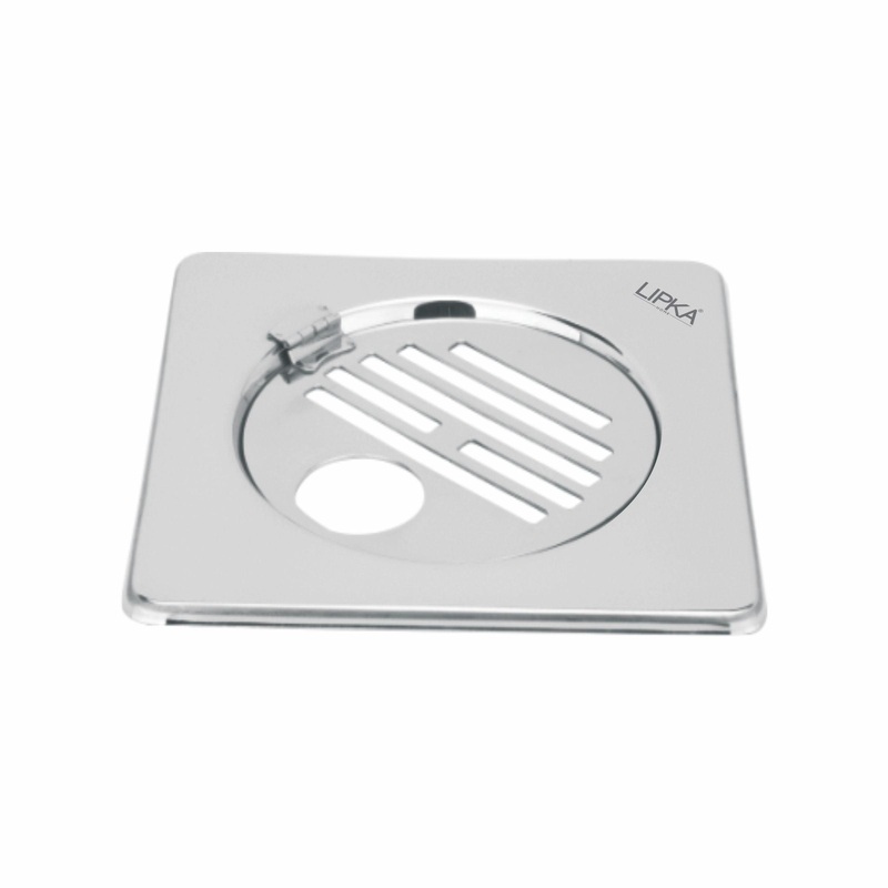Eon Square Floor Drain with Golden Classic Jali, Hinge and Hole (6 x 6 Inches) – LIPKA
