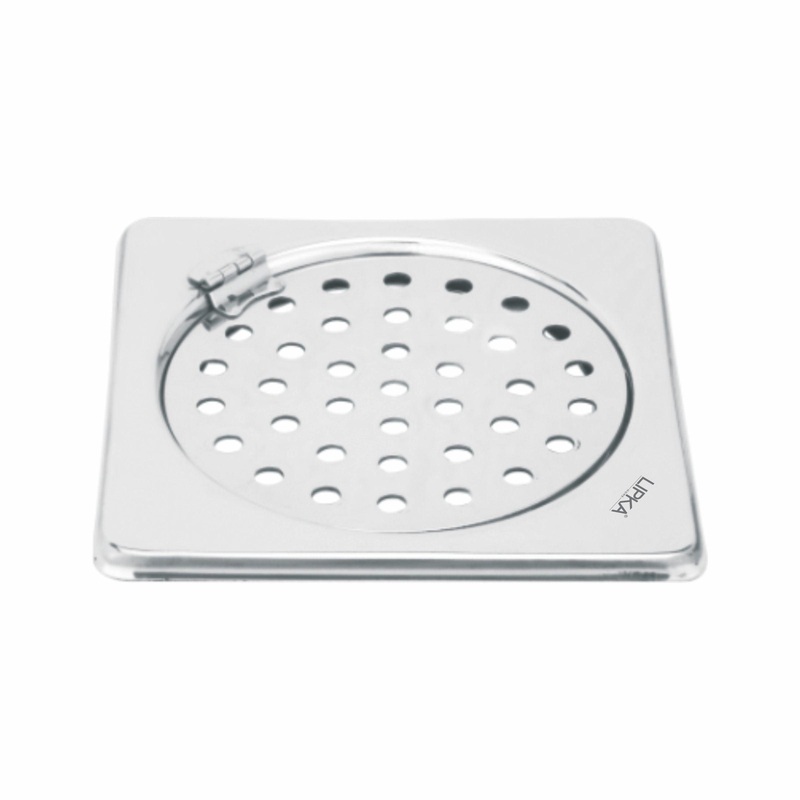 Eon Square Floor Drain with Plain Jali and Hinge (5 x 5 Inches) – LIPKA