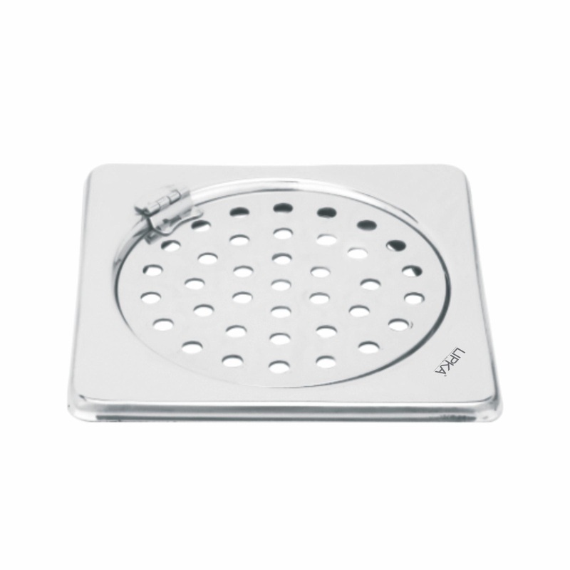 Eon Square Floor Drain with Plain Jali and Hinge (6 x 6 Inches) – LIPKA