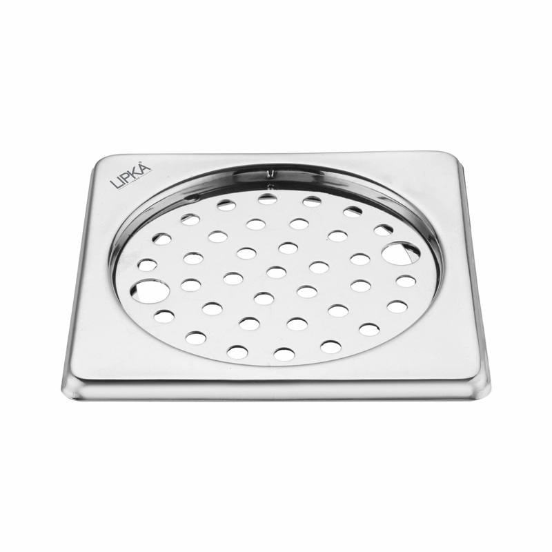 Eon Square Floor Drain with Plain Jali and Lock (5 x 5 Inches) – LIPKA