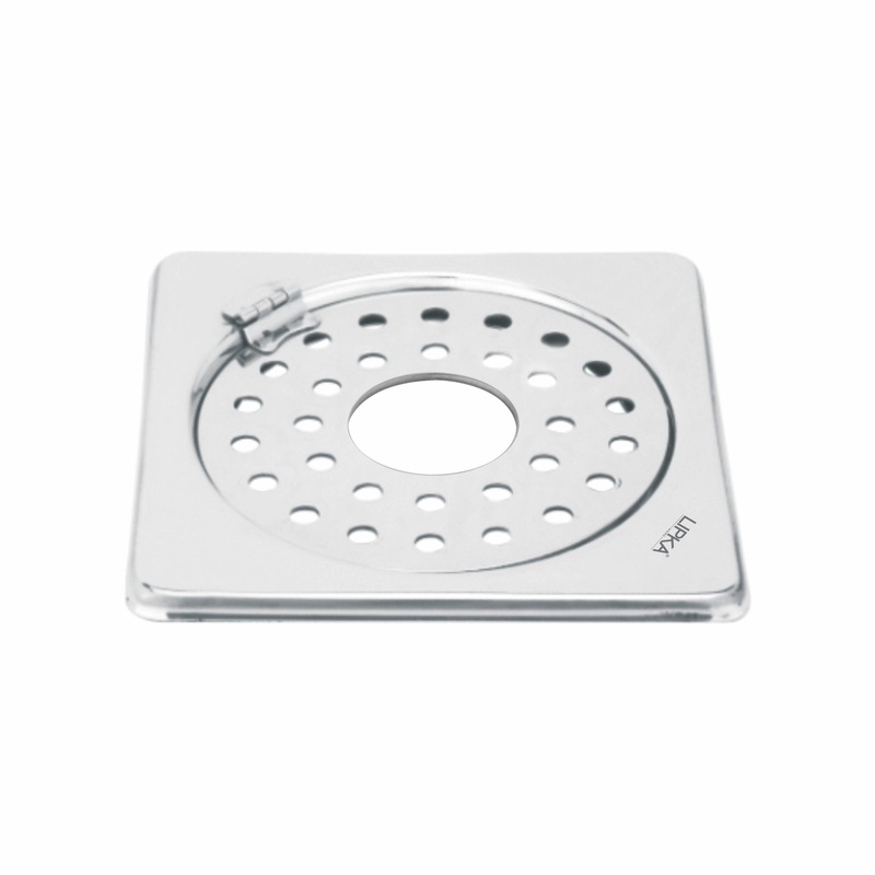 Eon Square Floor Drain with Plain Jali, Hinge and Hole (5 x 5 Inches) – LIPKA