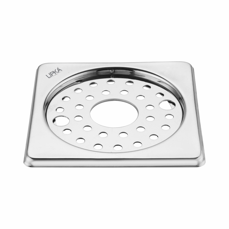 Eon Square Floor Drain with Plain Jali, Lock and Hole (5 x 5 Inches) – LIPKA