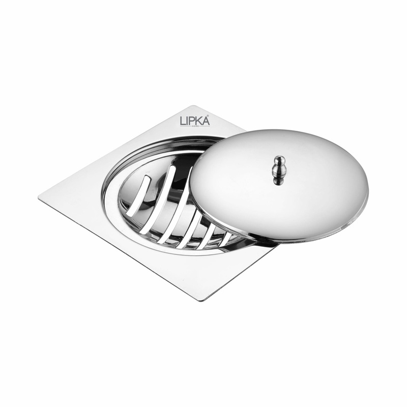 Saturn Square Flat Cut Floor Drain with Classic Jali (5 x 5 Inches) – LIPKA