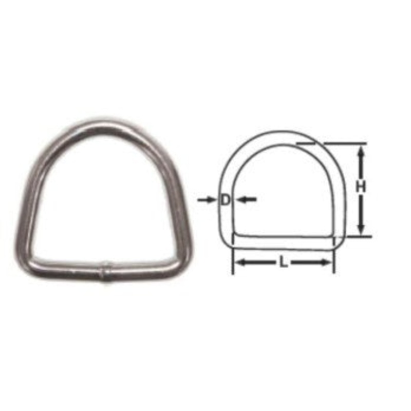 STAINLESS DEE RING 6 X 50MM