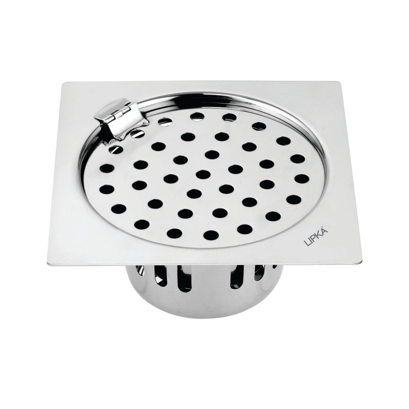 Square Flat Cut Floor Drain (5.5 x 5.5 Inches) with Hinge and Cockroach Trap – LIPKA