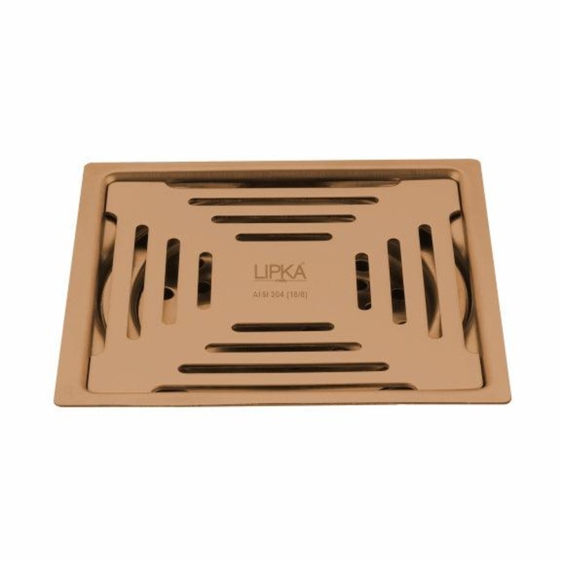 Green Exclusive Square Flat Cut Floor Drain in Antique Copper PVD Coating (6 x 6 Inches) – LIPKA