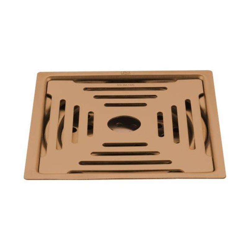 Green Exclusive Square Flat Cut Floor Drain in Antique Copper PVD Coating (6 x 6 Inches) with Hole – LIPKA