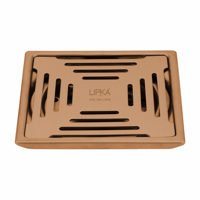 Green Exclusive Square Floor Drain in Antique Copper PVD Coating (5 x 5 Inches) – LIPKA