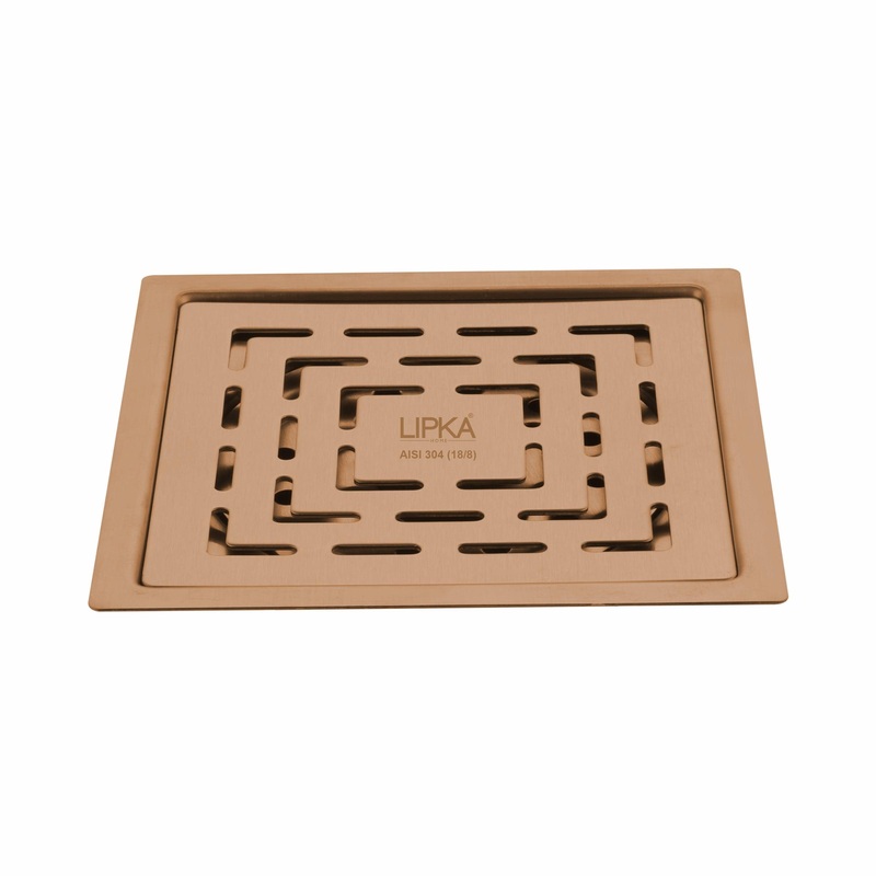 Orange Exclusive Square Flat Cut Floor Drain in Antique Copper PVD Coating (6 x 6 Inches) – LIPKA