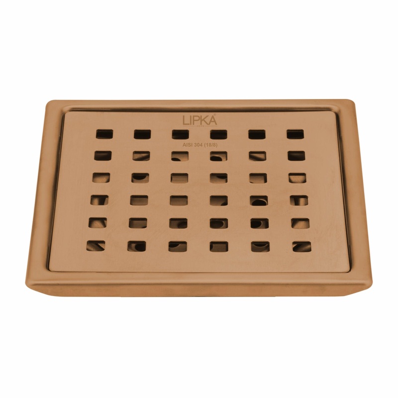 Red Exclusive Square Floor Drain in Antique Copper PVD Coating (5 x 5 Inches) – LIPKA