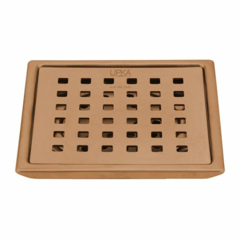 Red Exclusive Square Floor Drain in Antique Copper PVD Coating (6 x 6 Inches) – LIPKA