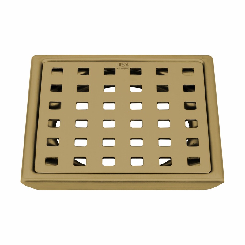 Red Exclusive Square Floor Drain in Yellow Gold PVD Coating (5 x 5 Inches) – LIPKA