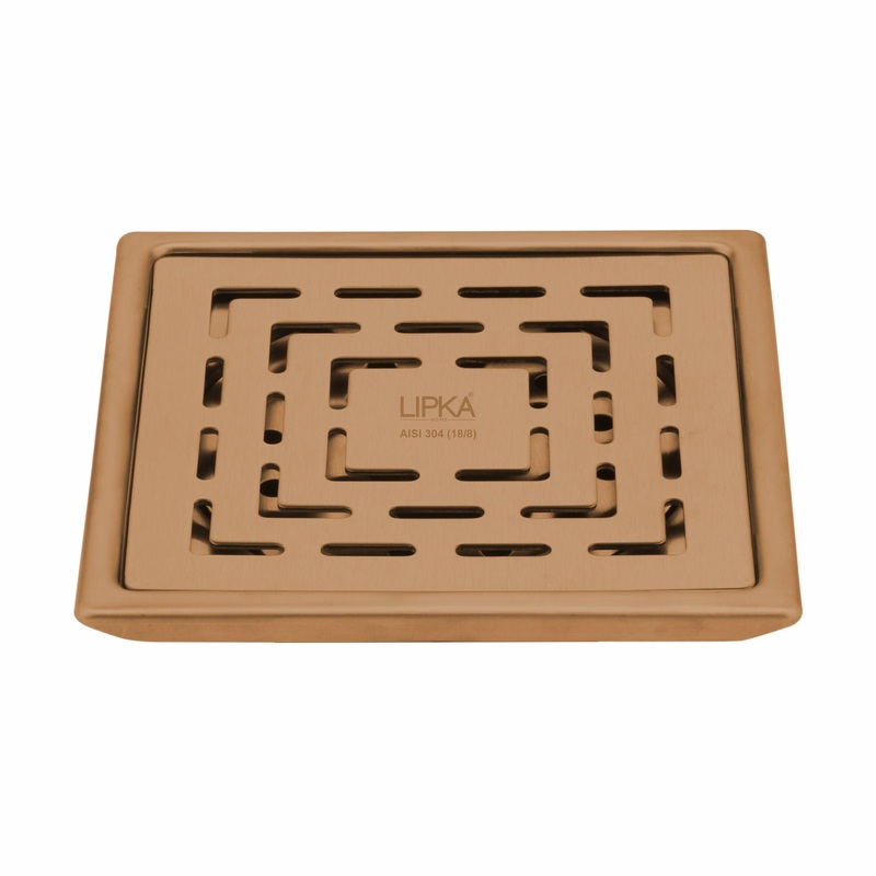 Orange Exclusive Square Floor Drain in Antique Copper PVD Coating (6 x 6 Inches) – LIPKA