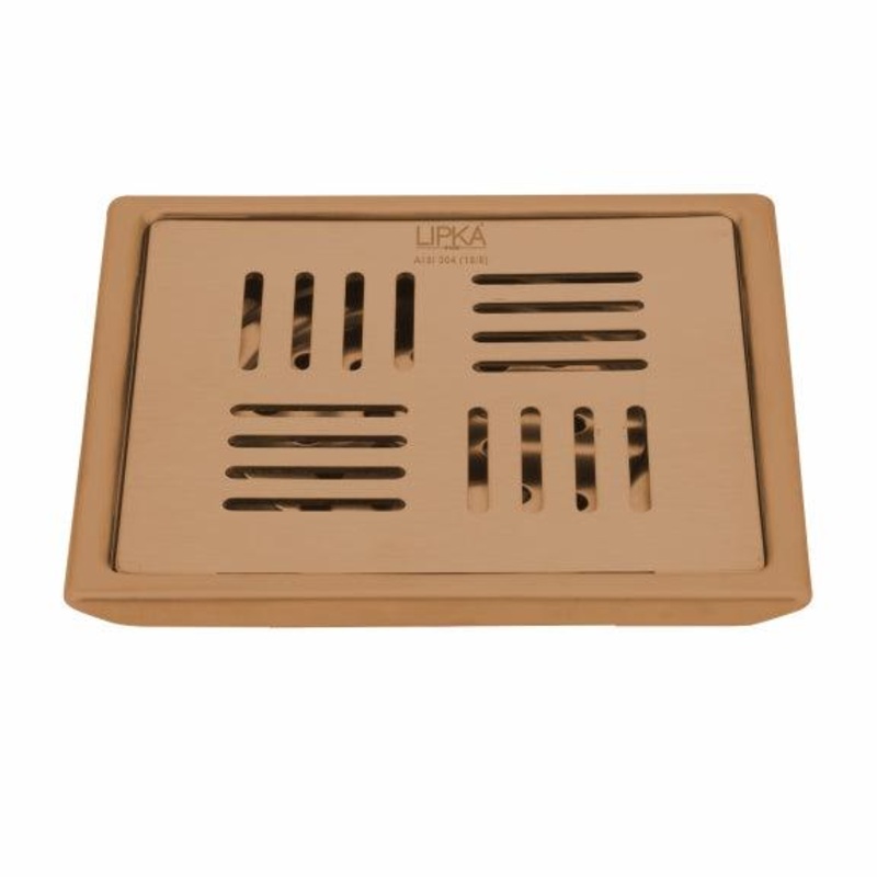 Pink Exclusive Square Floor Drain in Antique Copper PVD Coating (5 x 5 Inches) – LIPKA