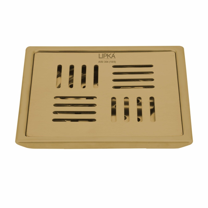 Pink Exclusive Square Floor Drain in Yellow Gold PVD Coating (5 x 5 Inches) – LIPKA