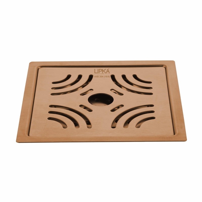 Purple Exclusive Square Flat Cut Floor Drain in Antique Copper PVD Coating (6 x 6 Inches) with Hole – LIPKA