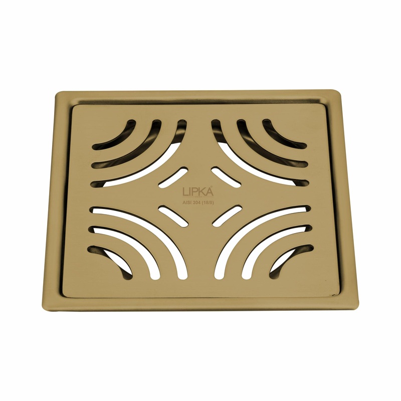 Purple Exclusive Square Flat Cut Floor Drain in Yellow Gold PVD Coating (5 x 5 Inches) – LIPKA