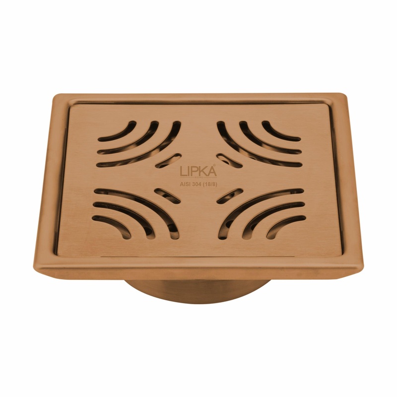 Purple Exclusive Square Floor Drain in Antique Copper PVD Coating (5 x 5 Inches) with Cockroach Trap – LIPKA